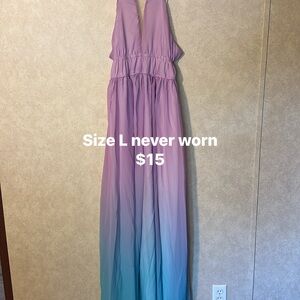 Elegant Purple and Blue Ombre Maxi Dress